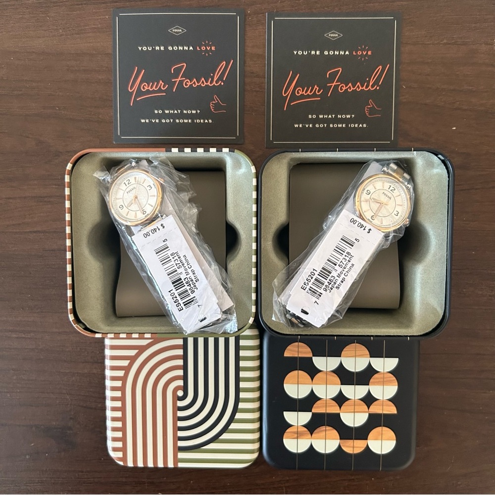 TWO NWT Fossil Watches Bundle Silver Gold Preppy Business Casual Work Office